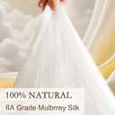 YOUR MOON Luxurious Summer/Spring Lightweight Mulberry Silk Comforter Twin Size,100% Natural Long Strand Silk Fill Duvet Blankets, Luxury Bedding Summer, Noiseless Cotton Shell (White)