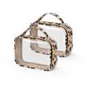 Wedama TSA Approved Toiletry Bag, 2 Pack Clear Makeup Bags with Handles, Quart Size PVC Clear Cosmetic Bags for Women and Men, Carry on Airport Airline Compliant Bag, Leopard Print