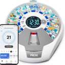 VEXA VitaMate Pro 21 WiFi Smart Pill Dispenser with Exclusive Self-Developed App, Automatic Rotating & Rising Containers, Remote Caregiver Alerts, Sound/Light Reminders for Meds & Supplements