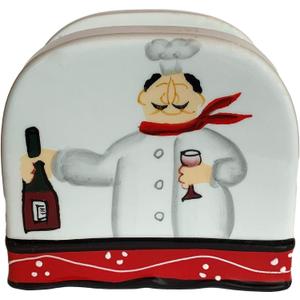 ACK Ceramic Hand Painted Napkin Holder for Kitchen, Restaurant, Kitchen Dcor, Tabletop Napkin Dispenser(Tuscany Colorful Plump Bistro Chef)
