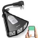 Syantek Outdoor WiFi Outlet, Outdoor Plug with 3 Ground Outlets, Compatible with Amazon Alexa, Google Assistant, Remote Control Outdoor Light Timer Outlet Waterproof, FCC Certified