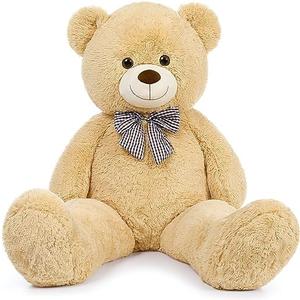 MorisMos Bow Tie Giant Teddy Bear 4 Feet, 47inch Stuffed Animal Big Teddy Bear Plush, Classic Girlfriend Boyfriend Gift, Brown