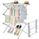 Whitmor Foldable Clothes Drying Rack: 3 Tier Laundry Drying Rack, Collapsible Drying Rack Clothing, Portable Space Saving Clothing Rack for Indoor Outdoor, 22.6" L × 14.6" W × 41.3" H, Gray