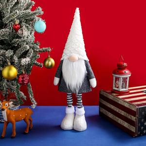 Large Christmas Gnomes Plush Decoration, 23 Inch Christmas Standing Gnomes with Retractable Legs Swedish Tomte Gnome FigurinesWinter Gnomes Plush Dcor Christmas Ornaments Xmas Gifts (White)