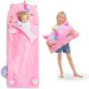 iPlay, iLearn Kids Unicorn Sleeping Bag, Toddler Girl Nap Mat, Plush Animal Slumber Bag 2 In 1 Pink Pillow Daycare Preschool Kindergarten Birthday Gift Travel Sleepover 3 4 5 6 7 8 10 12 Yr Child Teen