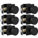 Goldenwarm Black Door Knobs Closet, Zinc Alloy Square Ball Matte Black Passage Door Knobs for Hallways, Kitchens, Heavy Duty Passage Door Knob Bulk - Modern & Stylish(6 Pack)