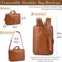 Faux Leather Messenger Bag for Men | 17-17.3 Inch Leather Mens Laptop Bag Leather Briefcasen Convertible Backpack 3 in 1 Computer Handbags Work Bag Shoulder Crossbody Bag Office | Vintage Brown