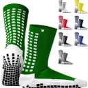 Lux Dual Grip Socks - Soccer Grip Socks for Men and Women. GripArray Performance & Comfort (Large, Green)
