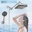 High Pressure Rainfall & Handheld Shower Head Combo, 3-Spray Fixed Showerhead and 6 Sprays Hand Held with 6ft Stainless Steel Hose and Adjustable Extension Arm (Silver black)