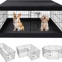 PEEKABOO Black Dog Playpen 24" H, 8-Panel 24" W with Top and Bottom Covers
