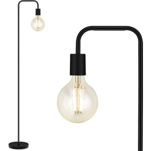 BoostArea Floor Lamp, Industrial Floor Lamp, 63 Inch Standing Lamp, E26 Socket, On/Off Footswitch, Whole Metal, ETL Listed, Modern Small Lamp for Bedroom, Living Room, Minimalist, Vintage, Mid Century (Black)