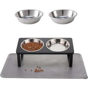 Upgraded Elevated Cat Bowls with Food Mat+2Pack 5.5Inches Replaceable Bowl