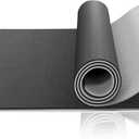 Yoga Mat with Carrying Strap 72x32" & 1/4 Inch Thick Exercise Mat with Double Non Slip Surfaces for Men and Women Home Exercise (Black)