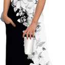 GRECERELLE 2025 Women Summer Casual Round Neck Cap Sleeve Maxi Dress with Pockets Beach Vacation Sundress (Large, Black White Azalea)