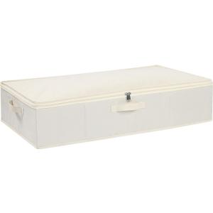 Under the Bed Storage Bin, Closet Organizer with Reinforced Handles for Blanket, Sheets, Pillows, Towels, Shoes, Beige, 23.6 x 11.8 x 5.9 Inch