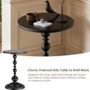 Side Table - Small Round Metal Accent Table for Living Room, Bedroom, Office - Modern Matte Black Pedestal Coffee Table for Small Spaces - 21" Height, Compact Drink Table for Sofa, Corners
