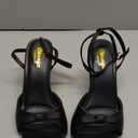 RIBONGZ Women's High Heels Round Open Toe Sexy Kitten Sandals Stiletto Heeled Pumps Ankle Strap Bridal Shoes with Bow Summer Wedding Party Casual Office Work (8, Black)