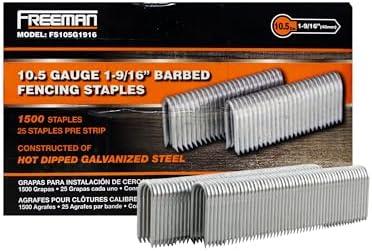 Freeman FS105G1916 10.5-Gauge 1-9/16" Glue Collated Barbed Fencing Staples (1500 Count)