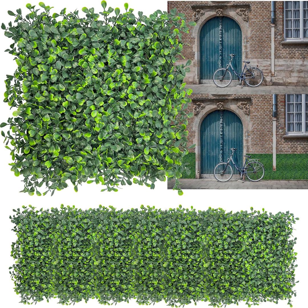 Artificial Grass Wall Backdrop: 10"x 10"(26P) Boxwood Faux Green Wall Panels for Interior Wall, Greenery Wall,Garden and Indoor Outdoor Plant Decor