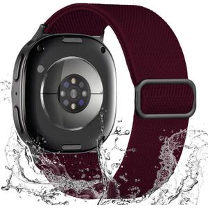 3 x Stretchy Bands Compatible for Samsung Galaxy Watch 8 Band 40mm 44mm/Galaxy Watch 8 Classic 46mm,Water-Resistant Elastic Nylon Sport Strap Men Women (Dark Wine Red)
