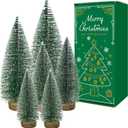 6 Pcs Small Christmas Trees Bottle Brush Christmas Trees Christmas Decorations, Small Christmas Pine Tree with Wooden Base for Christmas Table Decorations (4 Size)