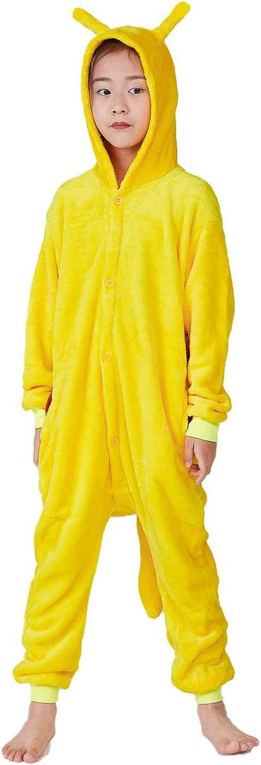 Kids Animal Onesie Pajamas Cosplay Costumes Sleepwear Holloween Costumes for Girls (10-12 Years, Yellow)