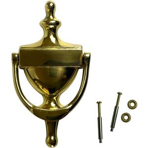 QCAA Solid Brass Door Knocker, 7", Polished Brass, Made in Taiwan, 1 Pack