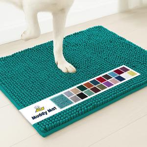 Muddy Mat | Super Absorbent Door Mat Indoor, Microfiber Quick Dry Chenille Entryway Rug, Non-Slip Front Door Mat, Indoor Mats for Entryway, Machine Washable Pet Rug, Teal 18"x28"
