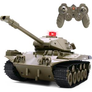 Remote Control Tank for Kids, M41A3 American Army Battle Programmable RC Tanks with Lights & Realistic Sounds, RC Military All Terrain Off-Road Vehicles, Great Gift Tank Toy for Boys