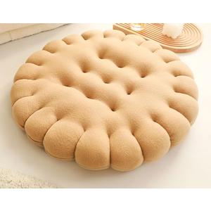 Biscuit Shaped Meditation Cushion seat Cushion Round Cookie Chair Pad Square Floor Pillow Cushion for Chair Living Room Balcony Office Sofa Yoga 16inch（40cm） (Round, Light-Brown)