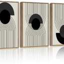 Drsoum Black Boho Wall Art Framed Modern Decor Bohemian Wall Decor Abstract Geometry Lines Prints Ready to Hang 11x14in Natural Framed