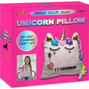 Make Your Own Unicorn Pillow Kit Arts and Crafts for Girls Age 4 5 6 7 8-12 Years Old (No Sew) DIY kit for Kids, DIY Unicorn Craft Supplies Plush Toy Stuffed Pillow, Kids Craft Project Gifts for Girls