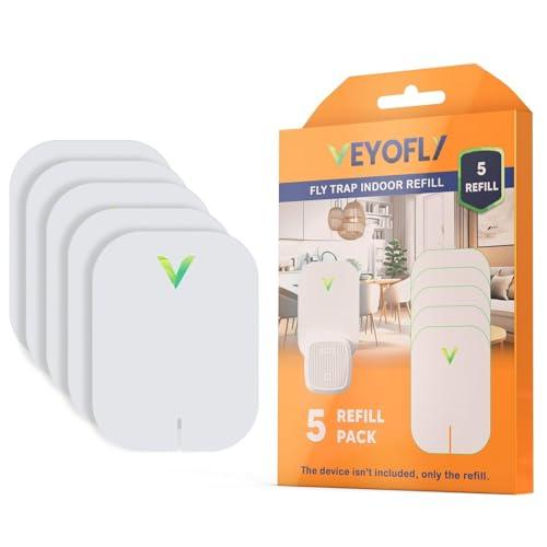 VEYOFLY Gnat Traps for House Indoor Refill, Fly Trap Indoor, Fruit Fly Traps for Indoors, Fly Catcher Indoor, Fly Trap, Plug in Catch for Fruit Flies, Moths, Gnats, Mosquito Trap (Pack of 5 Refills)