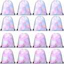 Boao 16 Pcs Party Favor Drawstring Bags Pastel Blue Pink Tie Dye Gift Goodie Candy Favors Bags for Birthday Party Supplies 9.8 x 11.8 Inch