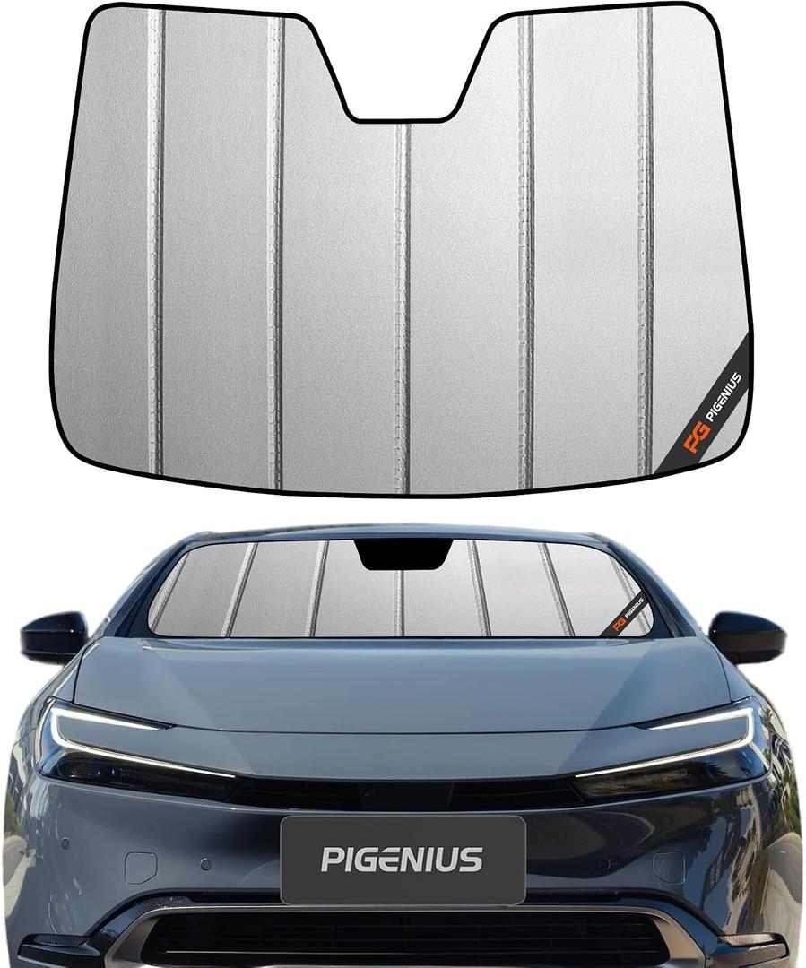 Pigenius Windshield Sun Shade for Toyota Prius & Prius Prime (Gen 5) 2023-2026, Fits LE XLE Limited, Premium Grey Leather Finish