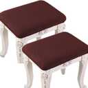 HFCNMY Stool Covers Rectangle,2 Pack Stretch Rectangle Bar Stool Covers Jacquard Vanity Stool Cover Washable Counter Stool Covers Saddle Seat Cover with Elastic Band for Wooden Metal Bench(Coffee)