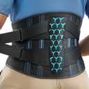 Back Brace for Lower Back Pain, 7 Stays Ergonomic Support Brace with Comfortable 3D Pad, Easy to Put On/Off Lumbar Support Belt for Women Men, Pain Relief from Sciatica, Herniated Disc, Size M (Waist: 33.5"-39.4") (Black)