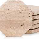 Radicaln Travertine Coasters 3.5" Inch Handmade Star Stone Coasters for Coffee Table, Ideal Coasters Set of 6 for Drinks, Elegant Coaster for Kitchen & Dining Table Decor