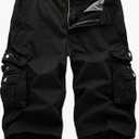 FOURSTEEDS Men's Cotton Loose Hiking Multi-Pockets Twill Bermuda Drawstring, Size 18