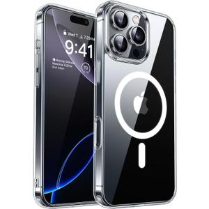 CANSHN Clear Magnetic Compatible with iPhone 16 Pro Max Case [Compatible with Magsafe] [Not Yellowing] Slim Thin Shockproof Protective Bumper Phone Case Cover 6.9 Inch - Clear