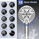 Hibbent Upgraded cUPC Certified 13'' Shower Head Combo, High Pressure 5 Spray Rainfall Showerhead with 10 Spray Modes Handheld, All Metal 3-way Diverter Shower Arm, 71'' Hose and Holder, Chrome