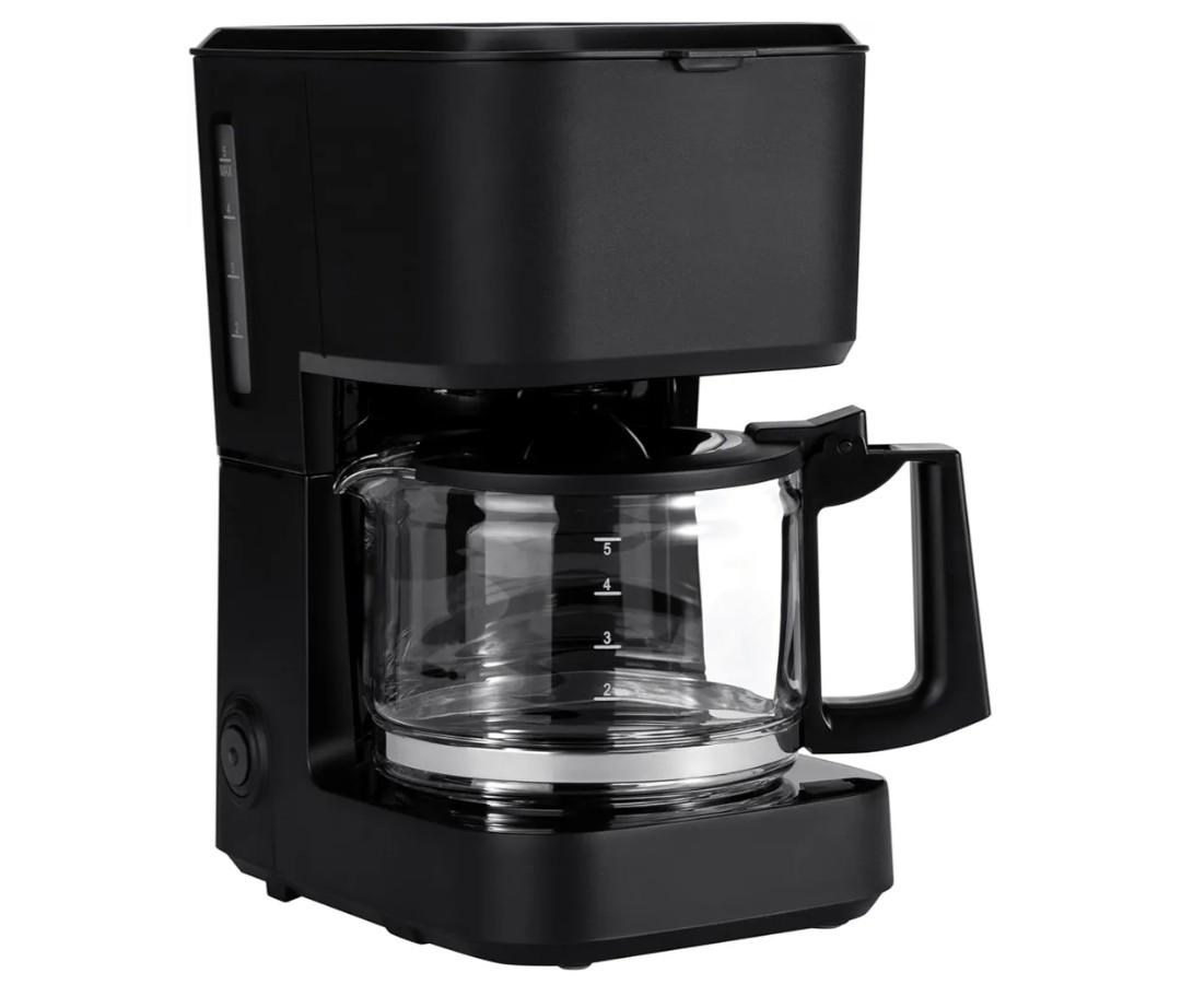 Amazon Basics 5 Cup Drip Coffee Maker with Glass Coffee Pot (0.8 Qt), Auto Shut-off, Auto Pause, Removable Filter Basket, Matte Black