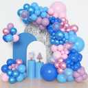 Amandir 153pcs Pink and Blue Balloon Arch Garland Kit, Different Sizes 18 12 10 5 inch Pastel Blue Pink Purple Confetti Balloons for Kids Girls Baby Shower Pool Summer Party Gender Reveal Decorations
