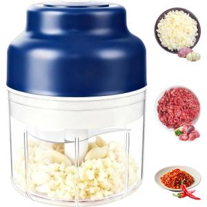 2026 Upgrade Electric Garlic Chopper Mini, Small Garlic Chopper Mincer Rechargeable, 250ml Portable Small Food Processor, Electric Food Chopper Tool for Mashing Onion Garlic Chili Ginger Fruits(Blue)