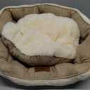 Bedsure Dog Beds for Small Dogs - Round Cat Beds for Indoor Cats, Washable Pet Bed for Puppy and Kitten with Slip-Resistant Bottom, 20 Inches, Camel