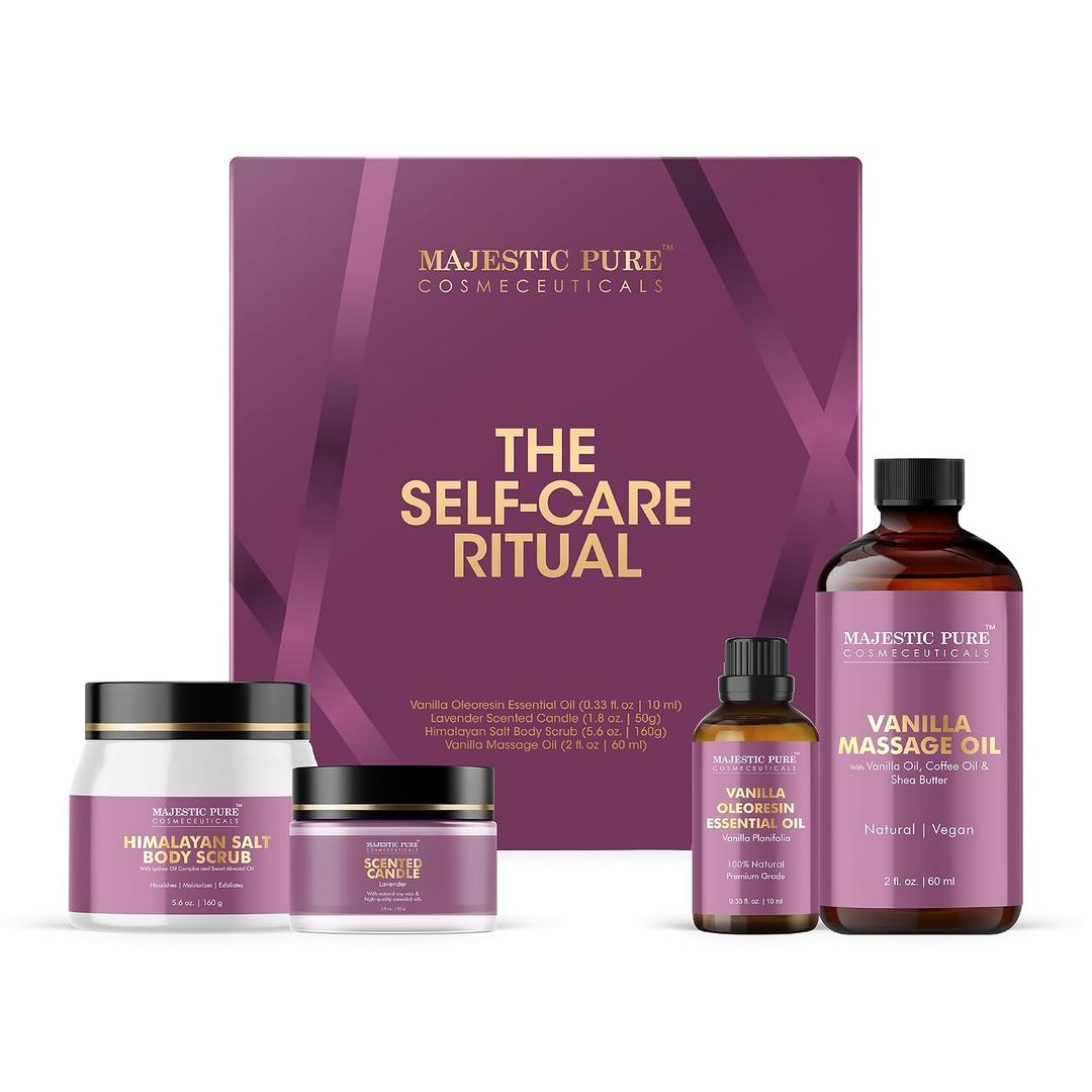 Majestic Pure Spa & Pamper Set | Gift Set of 4 | Relaxing Self-Care Essentials for Home Spa Experience