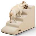 Aodisman 5-Step Dog Stairs and Ramp for High Bed,Non-Slip Sturdy Pet Steps for Small Dogs and Cats,22.2" H,Beige