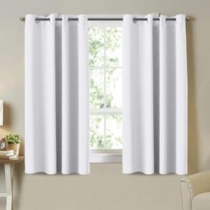 Turquoize White Curtains Room Darkening Curtains 63 Inches Long 50% Blackout Curtains for Bedroom Easy Care Solid Thermal Insulated Curtains with Grommet Window Drapes, 52" W x 63" L, 2 Panel, White