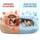 Cooling Dog Bed for Large Medium Small Dogs, Breathable Dog Cooling Mat with Self Cooling Ice Silk Fabric, Washable Summer Pet Bed for Indoor Outdoor, Pink Small