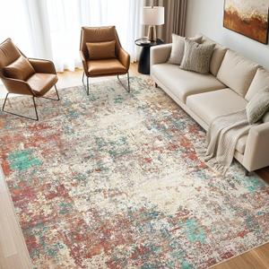 Area Rugs for Living Room: 5x7 Large Soft Washable Rug Modern Abstract Non-Slip Backing Stain Resistant Carpet for Bedroom Dining Room or Home Office Home Decor - Multi